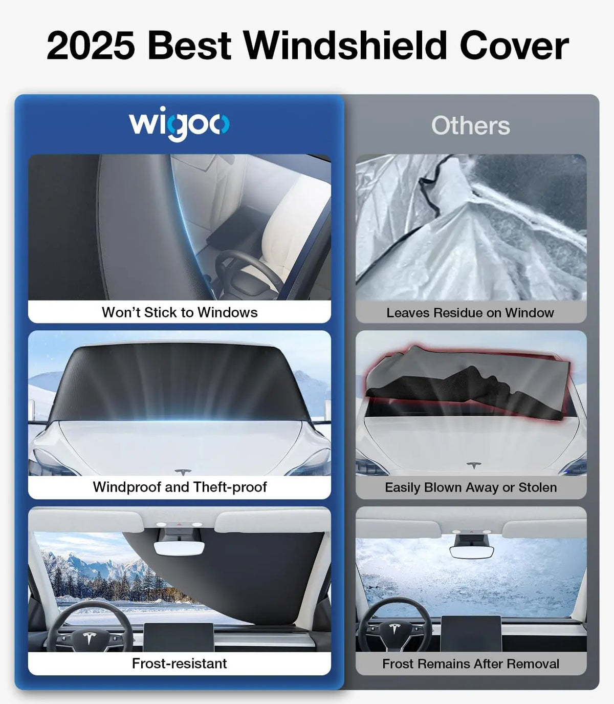 Comparison of Wigoo windshield cover with others, highlighting features and benefits.