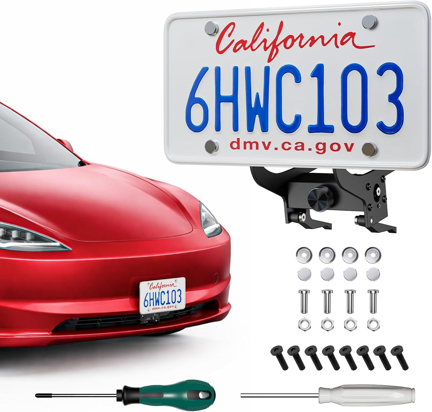 Wigoo Front License Plate Holder for Tesla Model Y Juniper Accessories【No Drill, Camera-Compatible, Car Wash Safe】 Anti-Theft License Plate Mount for Model Y Juniper (Excludes Standard Performance) WIGOO