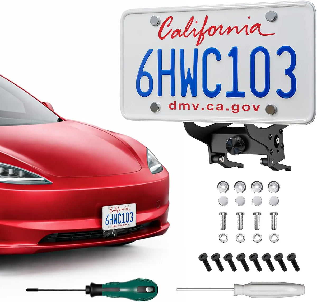 Wigoo Front License Plate Holder for Tesla Model Y Juniper Accessories【No Drill, Camera-Compatible, Car Wash Safe】 Anti-Theft License Plate Mount for Model Y Juniper (Excludes Standard Performance) WIGOO