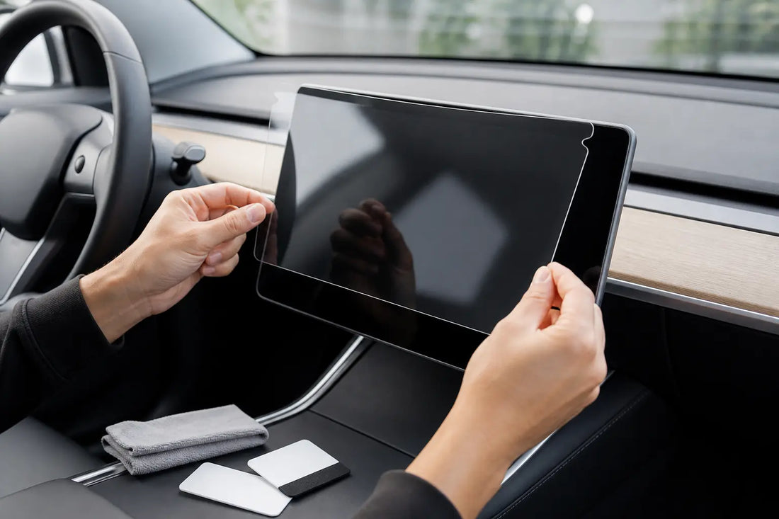 Installing a screen protector on an electric vehicle touchscreen
