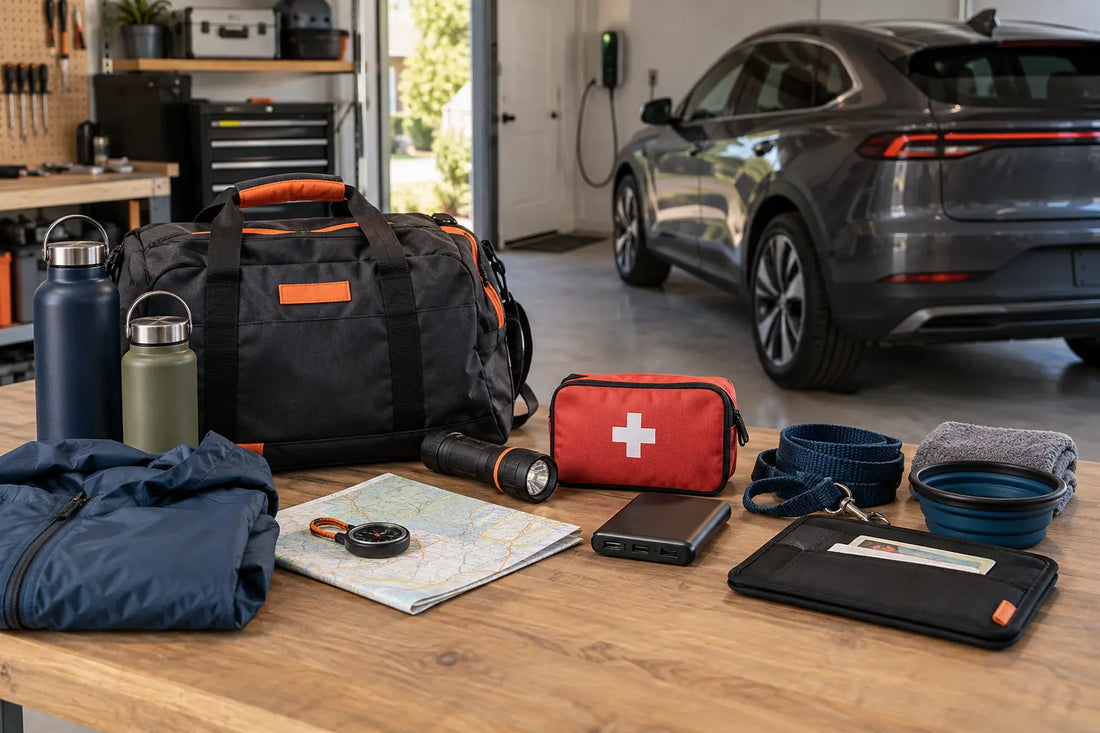 Organized electric vehicle emergency kit for National Preparedness Month