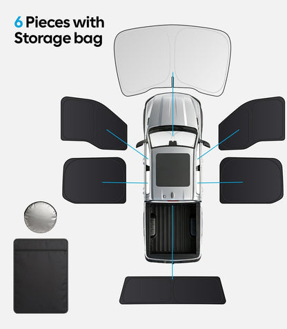 Car sunshade set with storage bag displayed on a white background