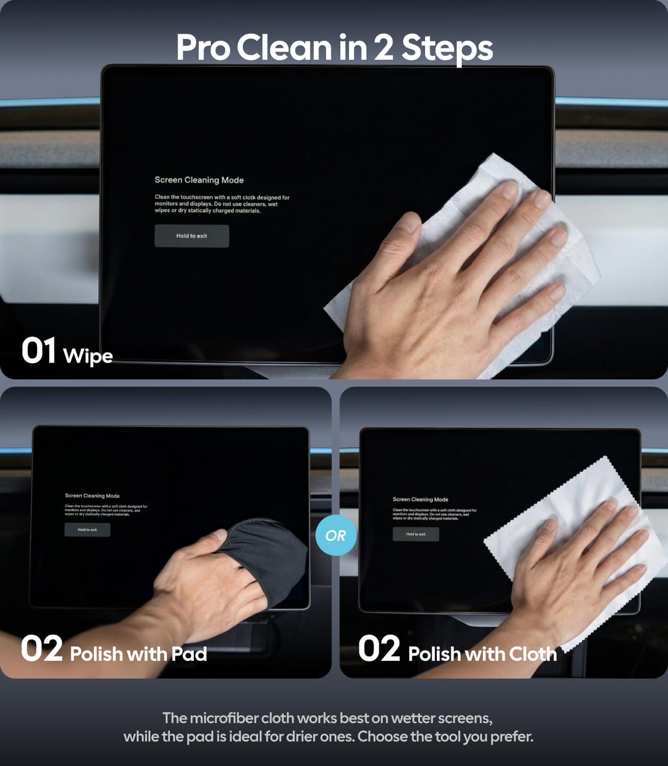Wigoo Car Screen Cleaner Wipes [Alcohol-Free, Streak-Free] Auto Touchscreen Wipes for Computer, Laptop, Phone, ipad, Individually Wrapped 52 Count + Microfiber Pad & Cloth WIGOO