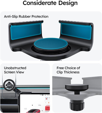 Computer monitor stand with anti-slip rubber protection, unobstructed screen view, and free choice of clip thickness.