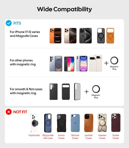 Wigoo Magnetic Phone Mount for Tesla Model 3 Model Y Accessories【Strongest Magnet & No Blocking View】 Screen Side Magnetic Phone Holder for Magsafe iPhone 17-12 & Android - Extendable Arm (No Glue) WIGOO