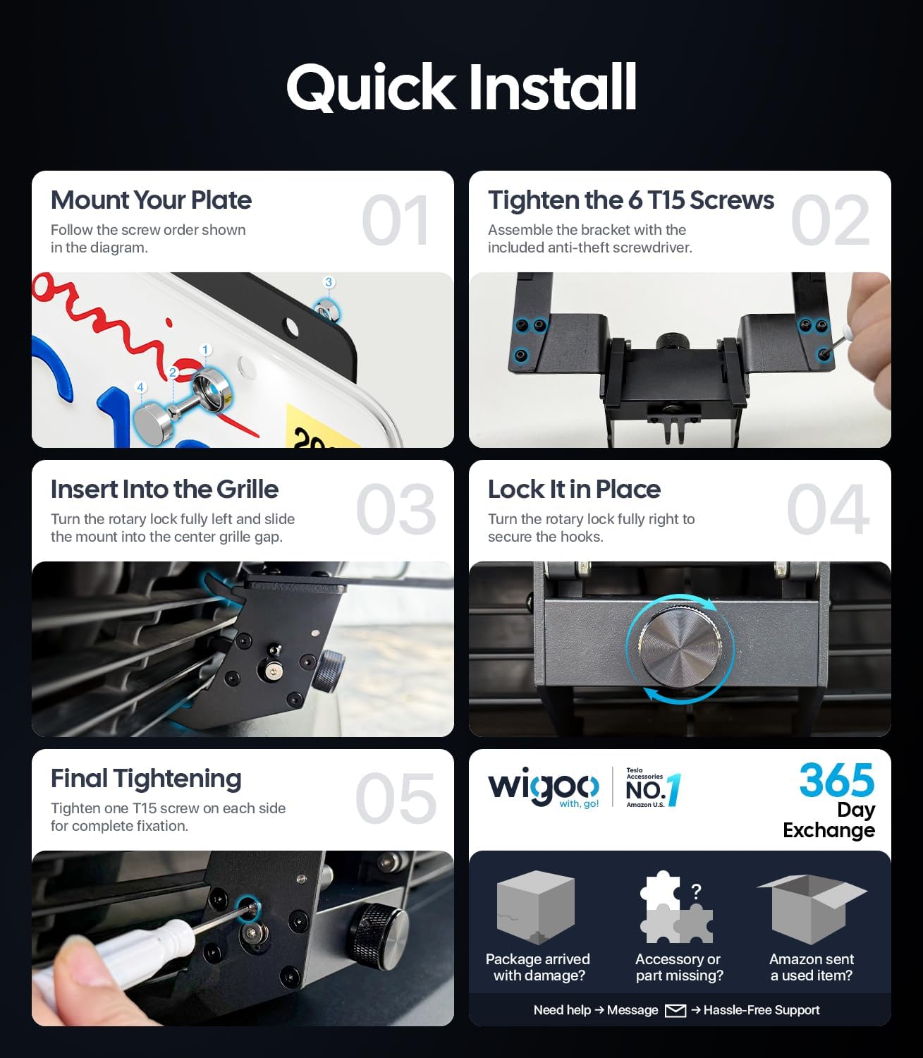 Wigoo Front License Plate Holder for Tesla Model Y Juniper Accessories【No Drill, Camera-Compatible, Car Wash Safe】 Anti-Theft License Plate Mount for Model Y Juniper (Excludes Standard Performance) WIGOO