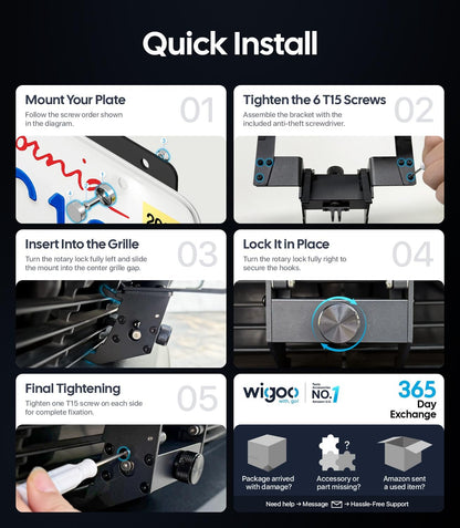 Wigoo Front License Plate Holder for Tesla Model Y Juniper Accessories【No Drill, Camera-Compatible, Car Wash Safe】 Anti-Theft License Plate Mount for Model Y Juniper (Excludes Standard Performance) WIGOO