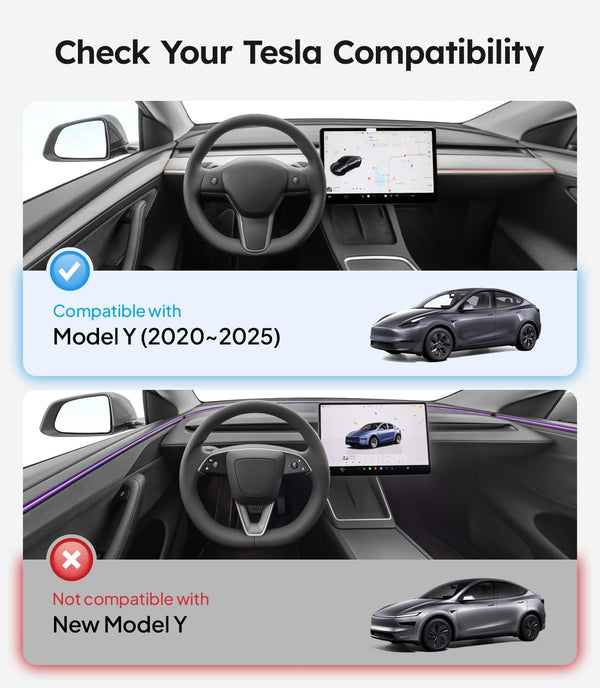 Compatibility check for Tesla vehicles with a model Y compatibility indicator.