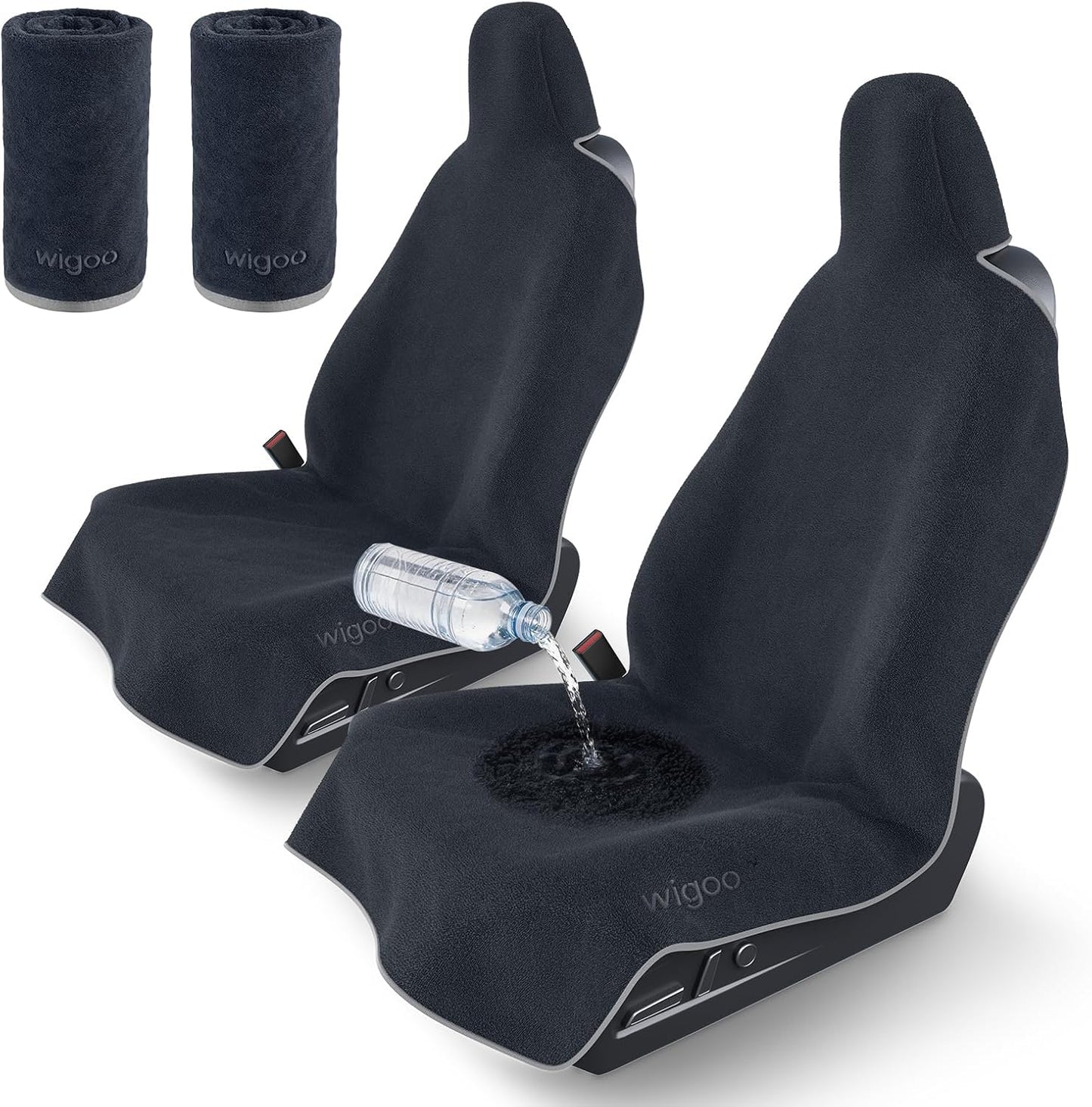 Wigoo Microfiber Car Seat Cover Towel- Waterproof & Sweatproof, Odor-Proof, for Use After Gym, Universal Fit, Machine Washable, Non-Slip Backing, Seat Covers for Car, Truck, SUV, Van (1 Pack, Black) WIGOO
