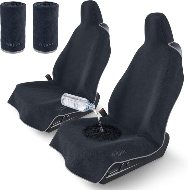 Wigoo Microfiber Car Seat Cover Towel- Waterproof & Sweatproof, Odor-Proof, for Use After Gym, Universal Fit, Machine Washable, Non-Slip Backing, Seat Covers for Car, Truck, SUV, Van (1 Pack, Black) WIGOO
