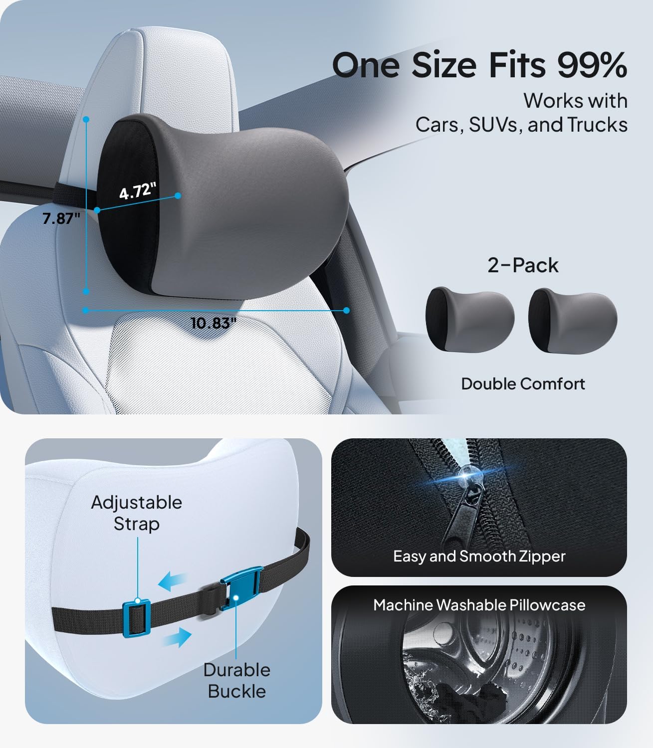 Car mirror cover with features highlighted on a light blue background
