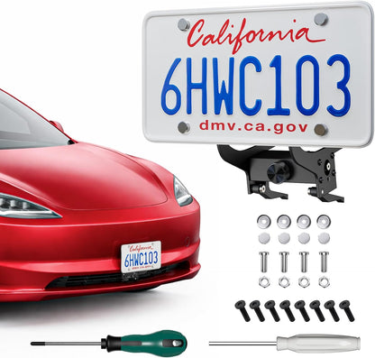 Wigoo Front License Plate Holder for Tesla Model Y Juniper Accessories【No Drill, Camera-Compatible, Car Wash Safe】 Anti-Theft License Plate Mount for Model Y Juniper (Excludes Standard Performance) WIGOO