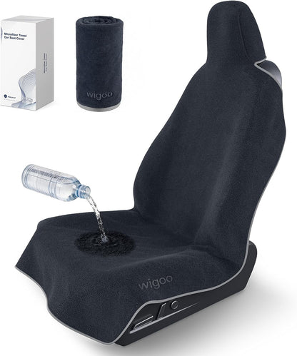 Wigoo Microfiber Car Seat Cover Towel- Waterproof & Sweatproof, Odor-Proof, for Use After Gym, Universal Fit, Machine Washable, Non-Slip Backing, Seat Covers for Car, Truck, SUV, Van (1 Pack, Black) WIGOO