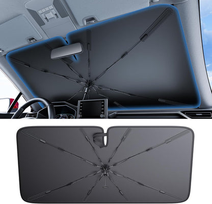 Car sunshade umbrella with a car interior background