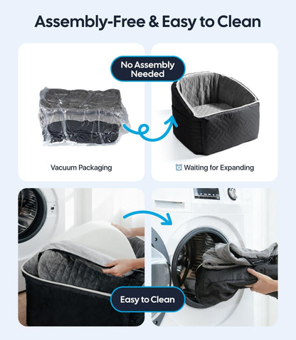 Product packaging and usage illustration with text 'Assembly-Free & Easy to Clean'.