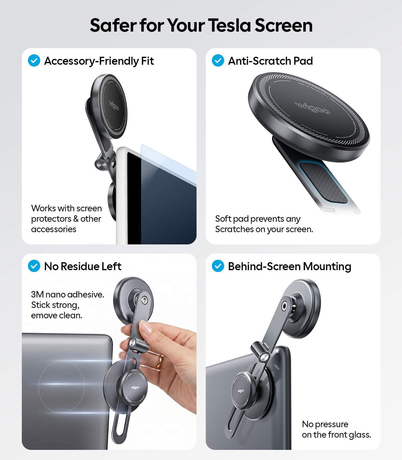for Tesla Model 3/Y/YL/X/S Phone Mount, OEM-Style, Strongest Magnet | 360° Rotation Foldable Hidden Phone Holder, for Magsafe iPhone 17-12 Series, Tesla Model Y Model 3 Accessories WIGOO
