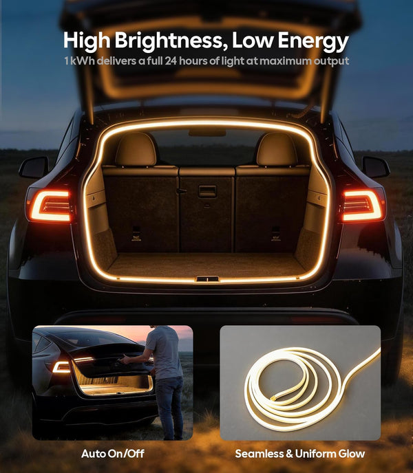 Wigoo Tesla Model Y Accessories Frunk COB Light Strip[Tool-Free & Damageless Installation, Seamless and Uniform Glow], Waterproof, Fit for 2020-2026 Tesla Model Y/Juniper, Cool White Light. WIGOO