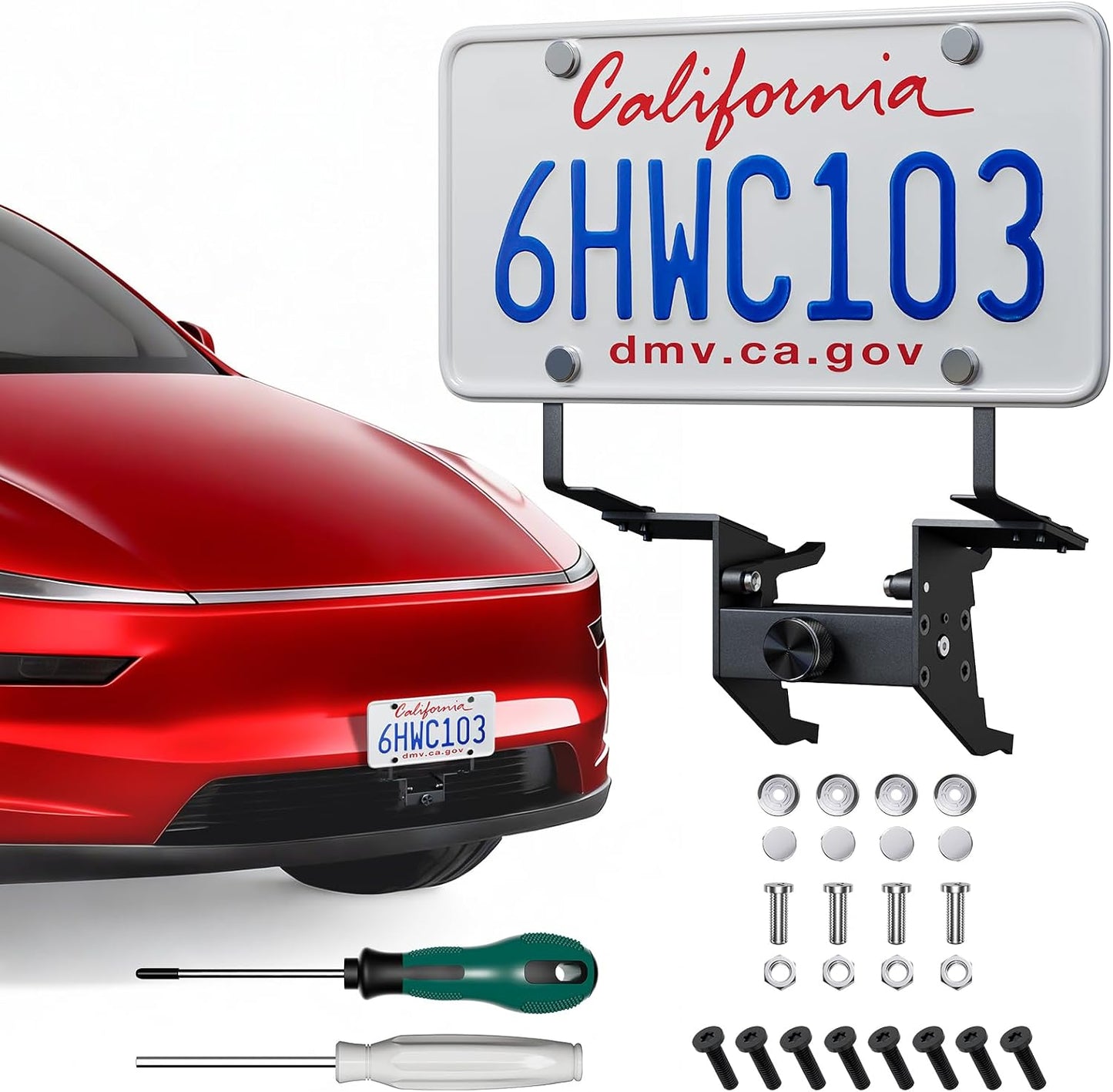 Wigoo Front License Plate Holder for Tesla Model Y Juniper Accessories【No Drill, Camera-Compatible, Car Wash Safe】 Anti-Theft License Plate Mount for Model Y Juniper (Excludes Standard Performance) WIGOO