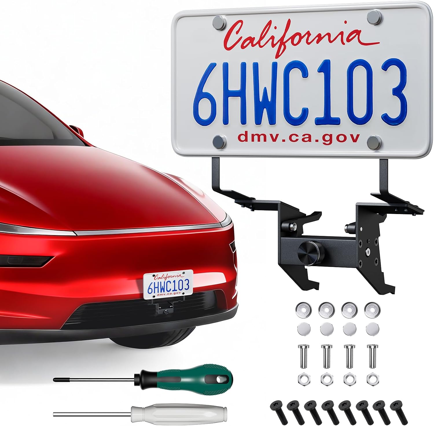 Wigoo Front License Plate Holder for Tesla Model Y Juniper Accessories【No Drill, Camera-Compatible, Car Wash Safe】 Anti-Theft License Plate Mount for Model Y Juniper (Excludes Standard Performance) WIGOO