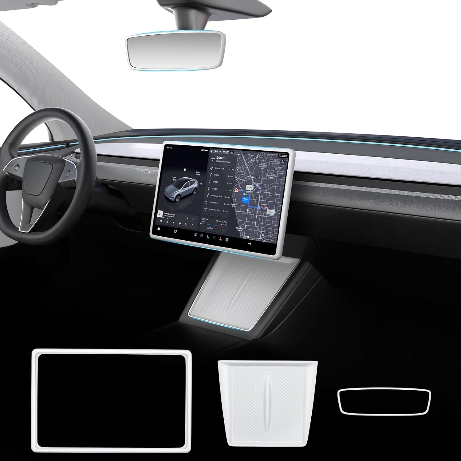 Wigoo 3-teiliges Mittelkonsolen-Zubehör für Tesla Model Y Juniper (nur Premium und Performance)