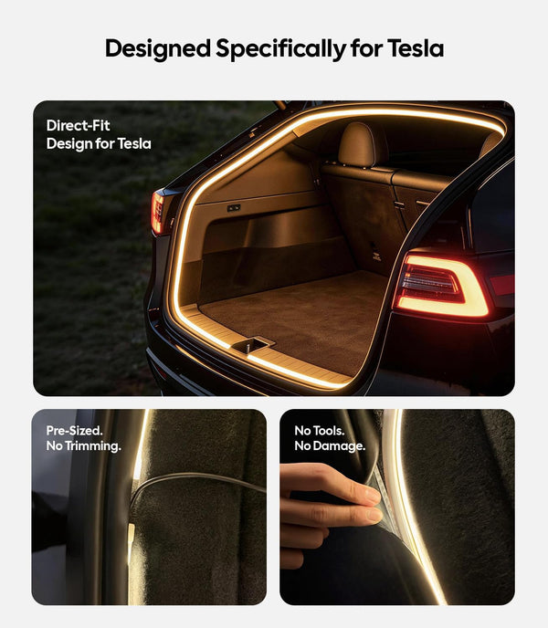 Wigoo Tesla Model Y Accessories Frunk COB Light Strip[Tool-Free & Damageless Installation, Seamless and Uniform Glow], Waterproof, Fit for 2020-2026 Tesla Model Y/Juniper, Cool White Light. WIGOO
