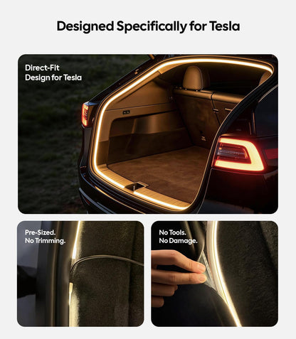Wigoo Tesla Model Y Accessories Trunk COB Light Strip[Tool-Free & Damageless Installation, Seamless and Uniform Glow], Waterproof & Dimmable, Fit for 2020-2026 Tesla Model Y/juniper, Warm White Light. WIGOO