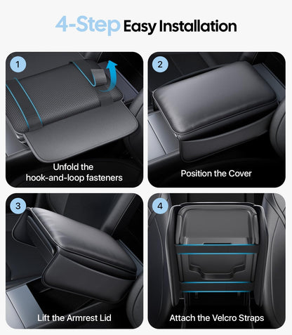 Step-by-step guide for installing a car seat cover with text and images.