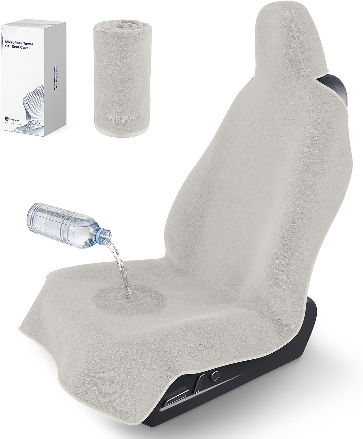 Wigoo Microfiber Car Seat Cover Towel- Waterproof & Sweatproof, Odor-Proof, for Use After Gym, Universal Fit, Machine Washable, Non-Slip Backing, Seat Covers for Car, Truck, SUV, Van (1 Pack, Black) WIGOO