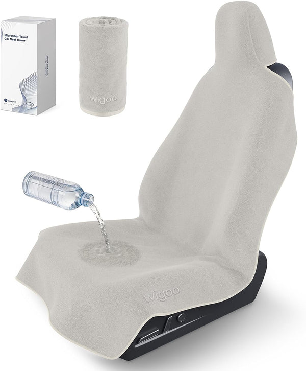 Wigoo Microfiber Car Seat Cover Towel- Waterproof & Sweatproof, Odor-Proof, for Use After Gym, Universal Fit, Machine Washable, Non-Slip Backing, Seat Covers for Car, Truck, SUV, Van (1 Pack, Black) WIGOO