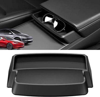 Wigoo Tesla Model Y Juniper & Model 3 Highland Center Console Sunglasses Holder [Extra Space & Stays Firmly] Armrest Key Card Storage Box for Model 3 2024~2026 & Model Y Juniper Accessories WIGOO