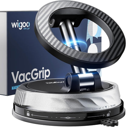 Wigoo 2026 Upgraded Car Phone Holder for Magsafe [98LBS Suction & 3000gf Magnetic] 360° Adjustable Car Mount, Cell Phone Holders for Your Car, for iPhone 17 Pro Max 16 15 14 13 12 Plus, Carbon Fiber WIGOO