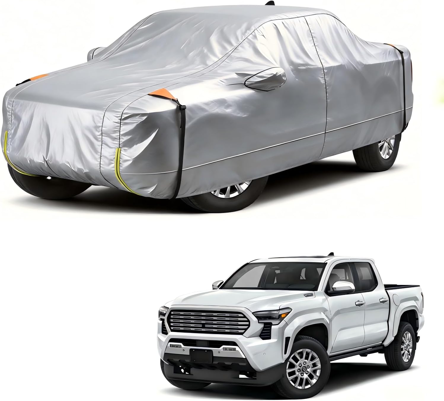 Car cover on a vehicle with a white background