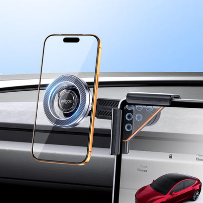 Phone holder with Wigo brand logo on a car dashboard