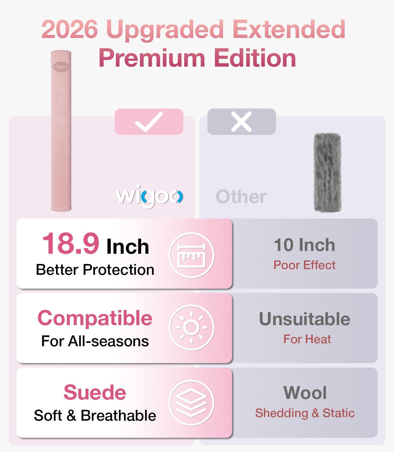 Wigoo Upgraded Premium Pink Car Seat Belt Cover WIGOO