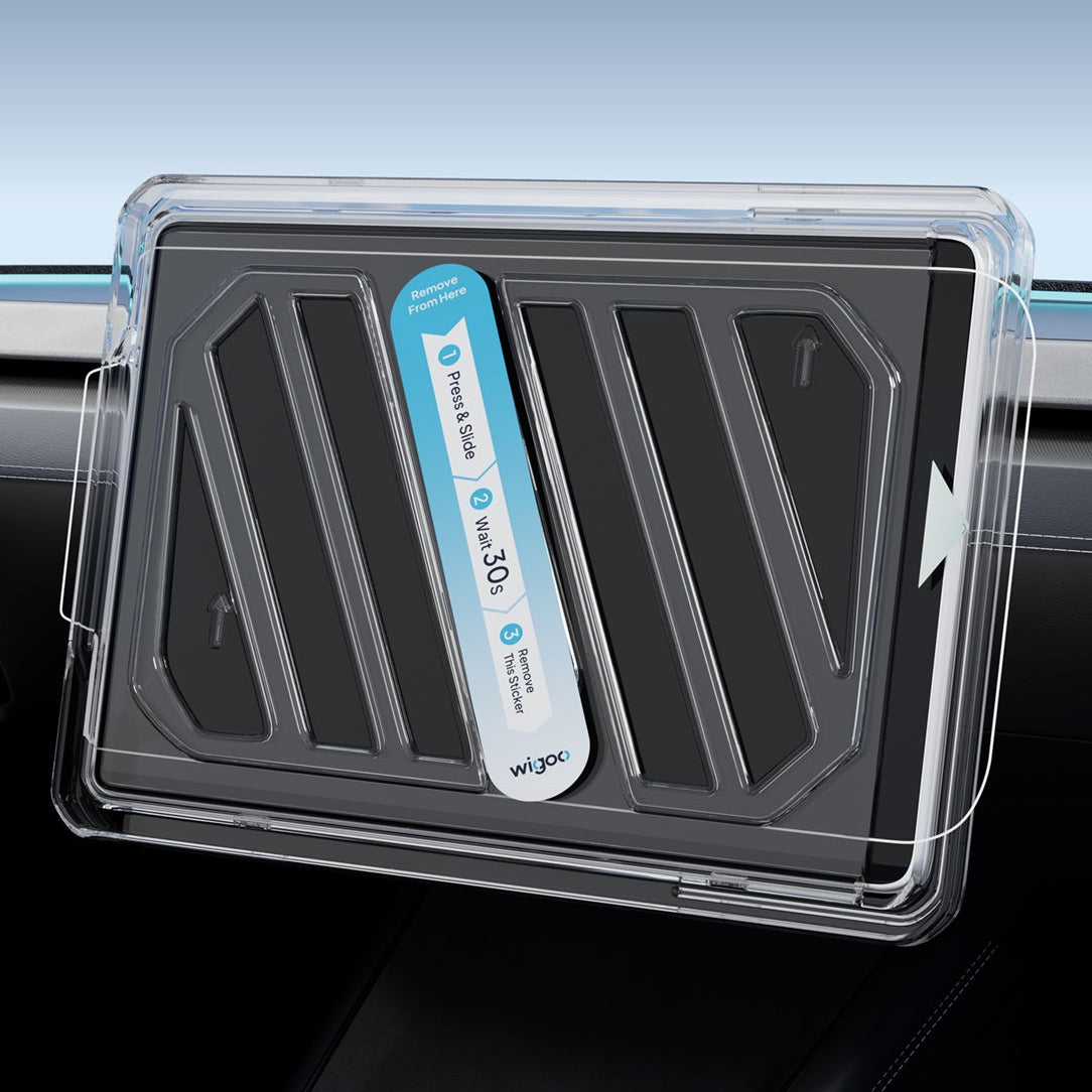 Screen protector packaging with a car interior background